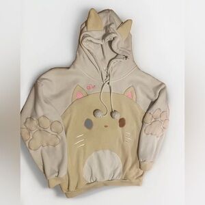 CAT-ramel Plush Hoodie with Cat Ears  Large Luna catz